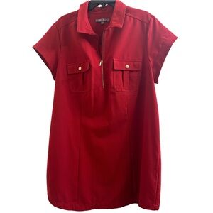 Red Women's Dress with Zipper Detail